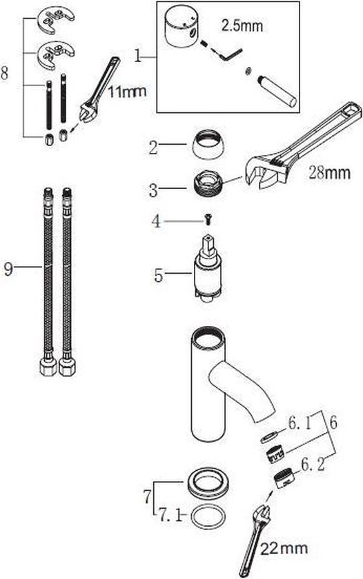 Wiesbaden Caral opbouw wastafelkraan draaibare uitloop 29.2114 - Zwart