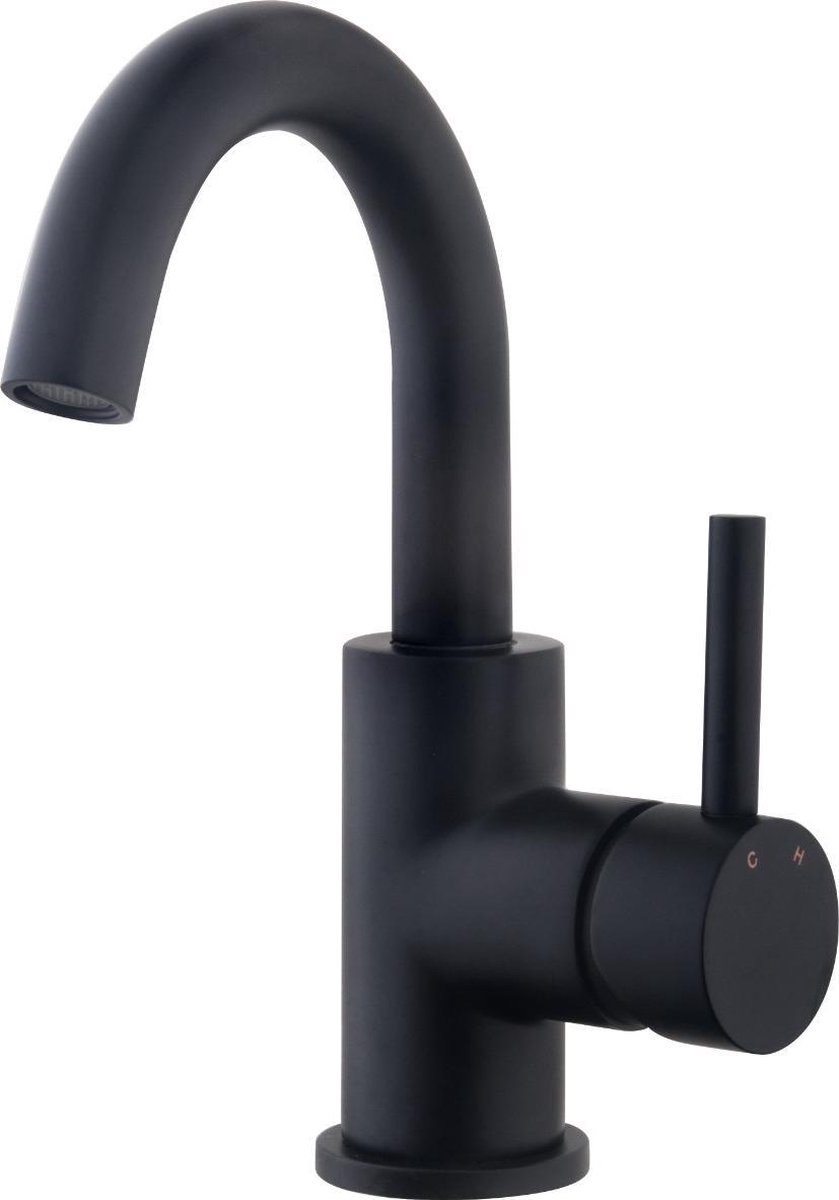 Wiesbaden Caral opbouw wastafelkraan draaibare uitloop 29.2114 - Zwart