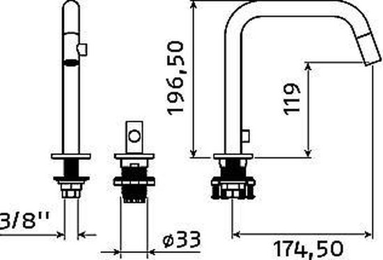 Clou Kaldur 2-gats wastafel mengkraan rechts chroom CL/06.15.003.29.R
