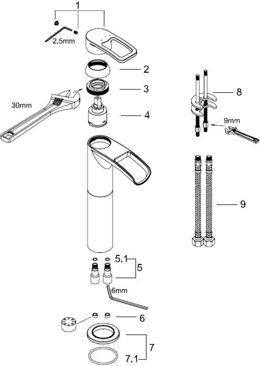 Wiesbaden Alegra HOGE waterval-kraan chroom 29.4211