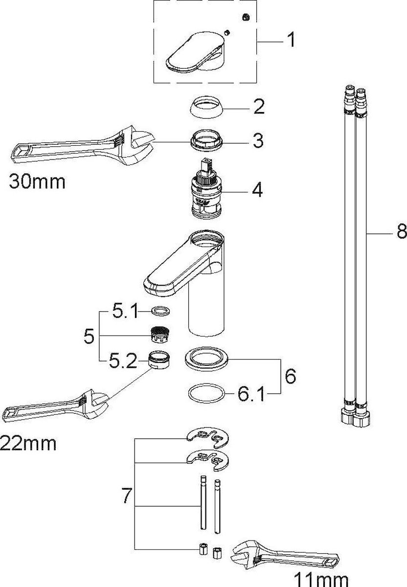 Xellanz Trop wastafelmengkraan mat 29.3522 - Zwart