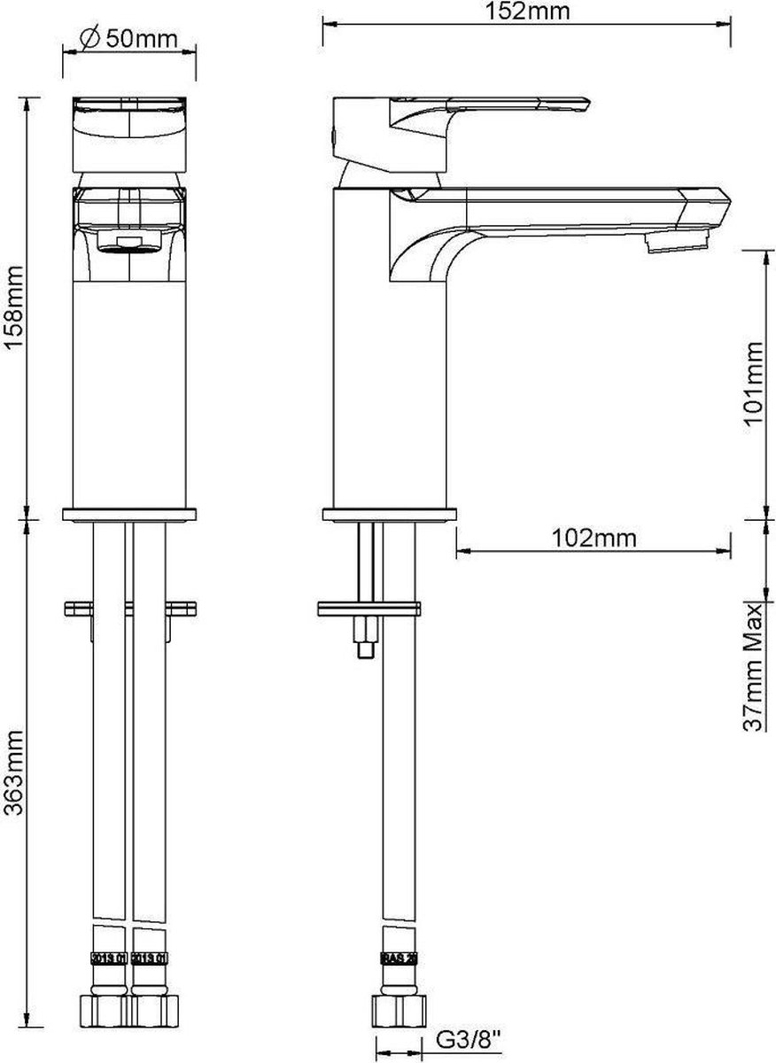 Xellanz Trop wastafelmengkraan mat 29.3522 - Zwart