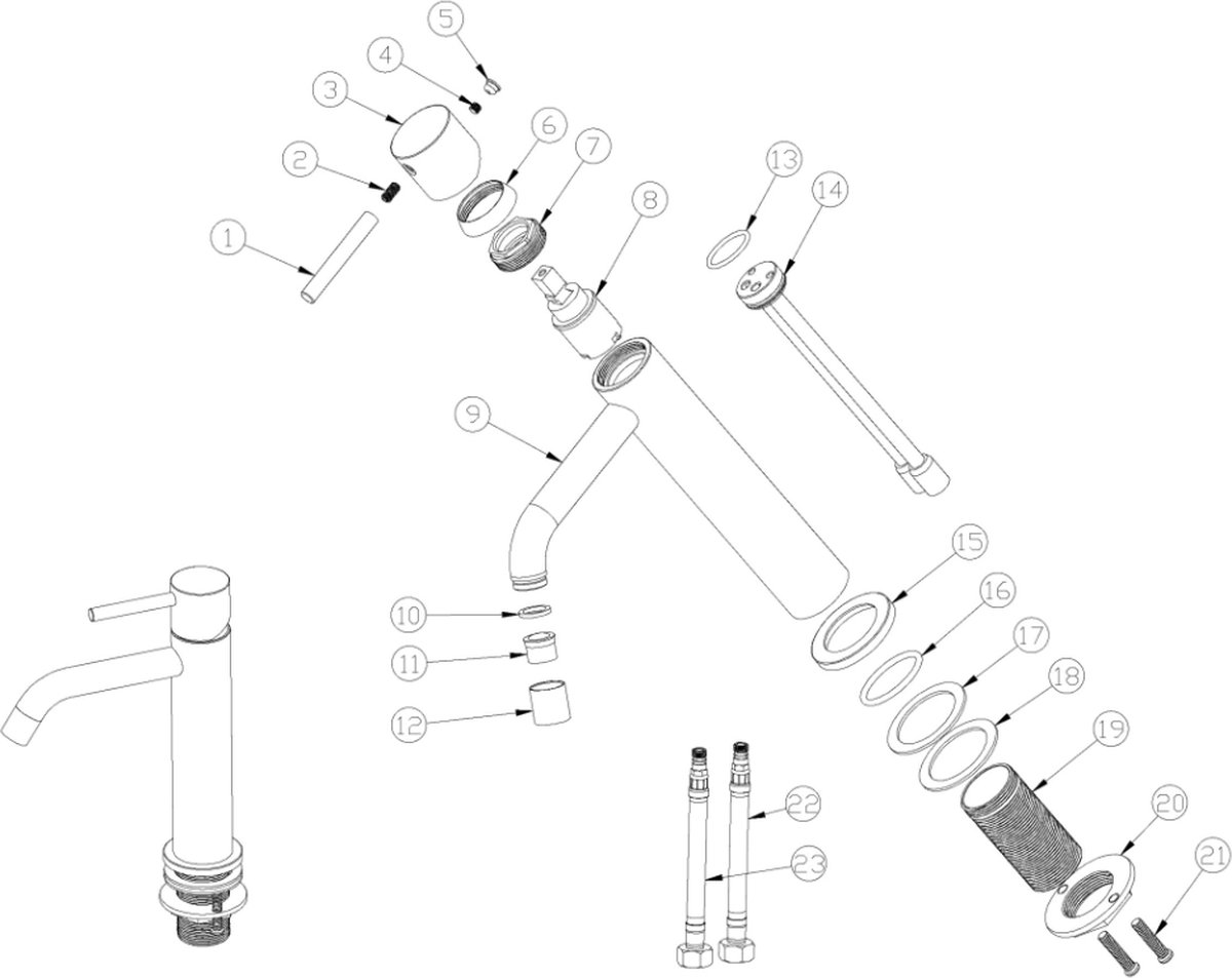 Wiesbaden Style XL hoge wastafelmengkraan chroom 29.1620