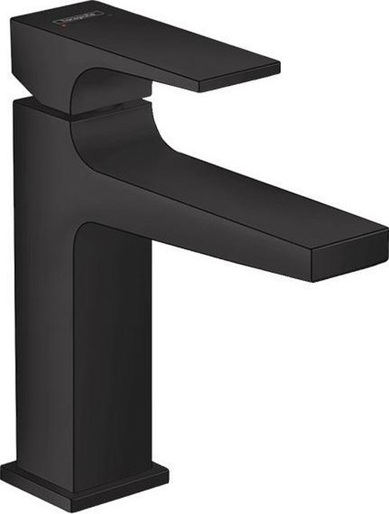 Hansgrohe Metropol 1-gats wastafelkraan 110 met push open waste met voorsprong vaste uitloop 13.5cm mat zwart 32507670