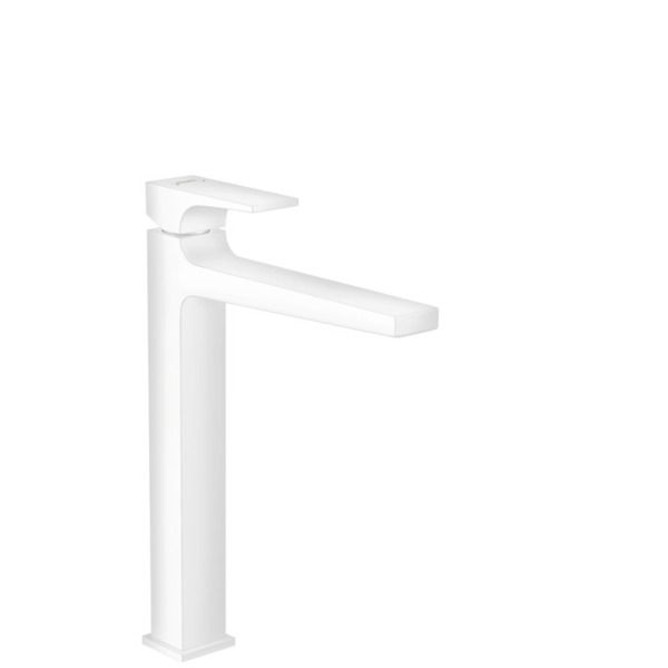 Hansgrohe Metropol 1-gats wastafelkraan 260 met push open waste met voorsprong vaste uitloop 20.4cm mat wit 32512700