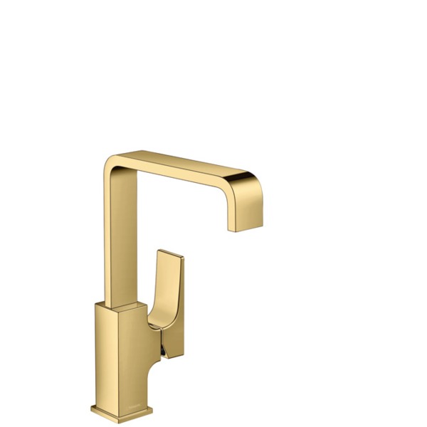 Hansgrohe Metropol 1-gats wastafelkraan 230 met push open waste m. 120° draaibare uitloop 16.5cm polished gold 32511990