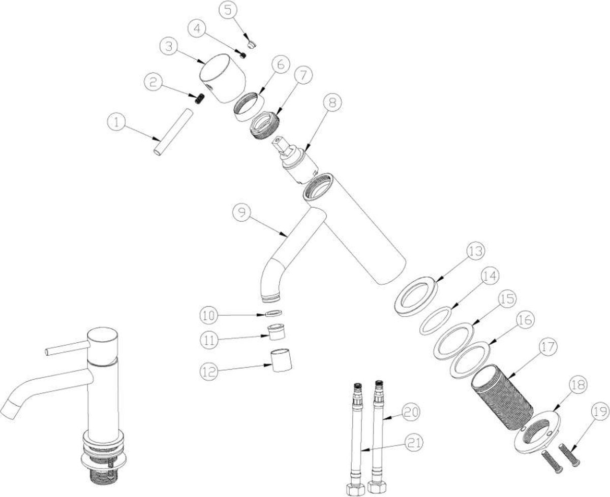 Wiesbaden Style wastafelmengkraan mat- 29.1611 - Zwart
