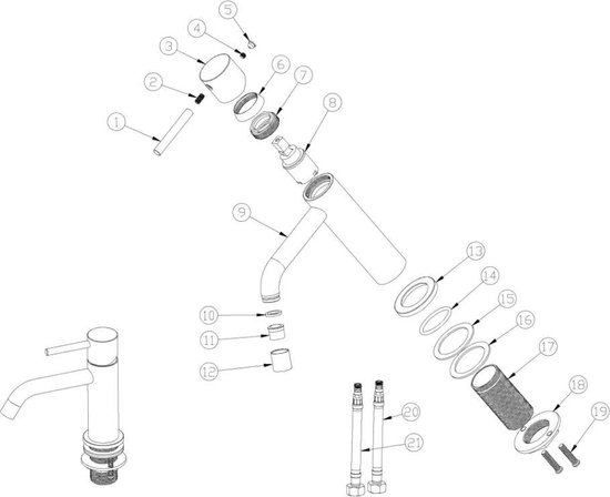 Wiesbaden Style wastafelmengkraan mat- 29.1611 - Zwart