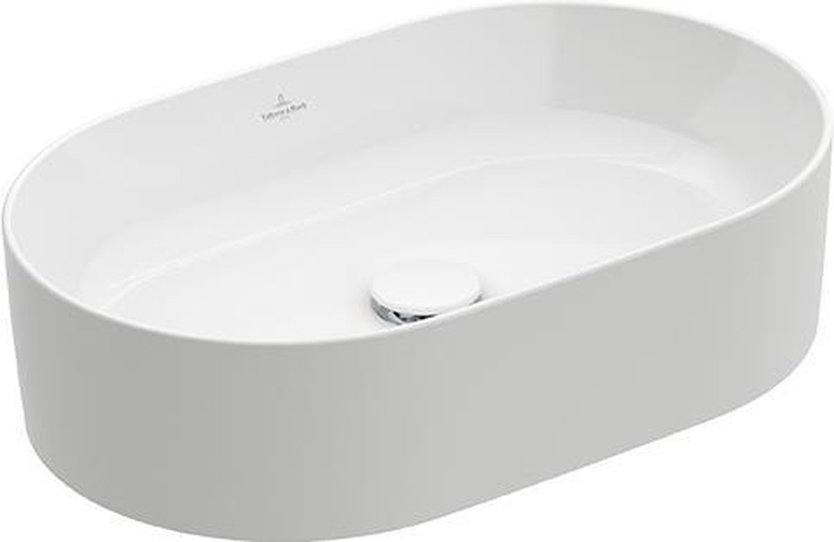 Villeroy & Boch Collaro opzetwastafel ovaal 56x36cm zonder overloop zonder kraangat 4A195601 - Blanco