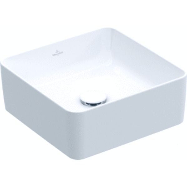 Villeroy & Boch Collaro opzetwastafel vierkant 38x38cm zonder overloop zonder kraangat 4A213801 - Blanco