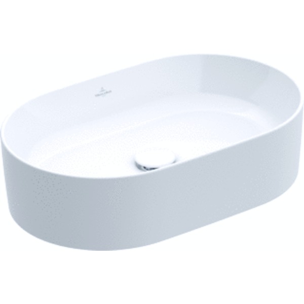 Villeroy & Boch Collaro opzetwastafel ovaal 56x36cm zonder overloop zonder kraangat ceramic+ stone white 4A1956RW - Blanco