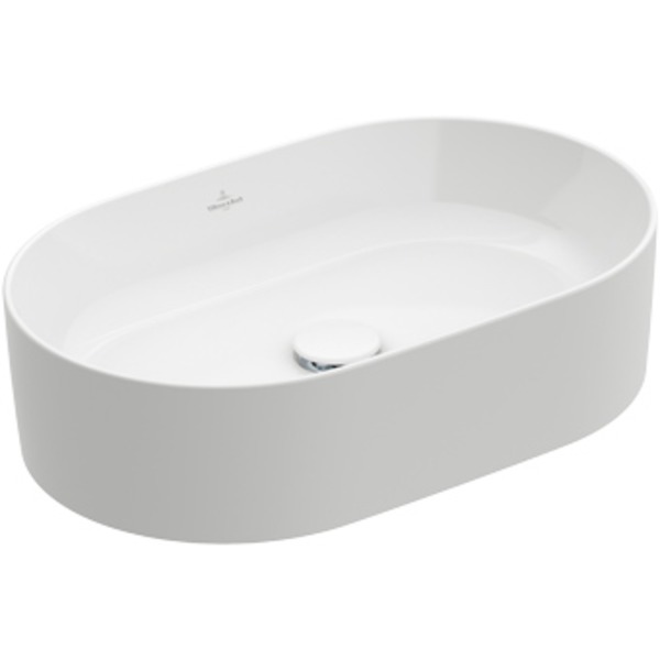 Villeroy & Boch Collaro opzetwastafel ovaal 56x36cm zonder overloop zonder kraangat ceramic+ 4A1956R1 - Blanco