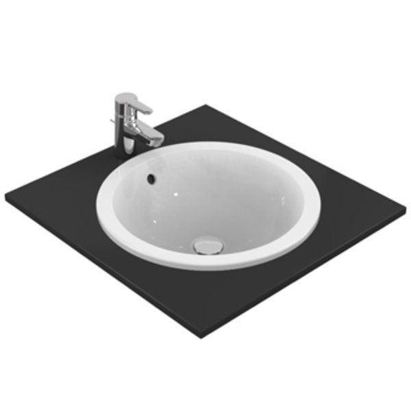 Ideal Standard Connect inbouwwastafel rond O48cm met overloop zonder kraangat E505301 - Blanco