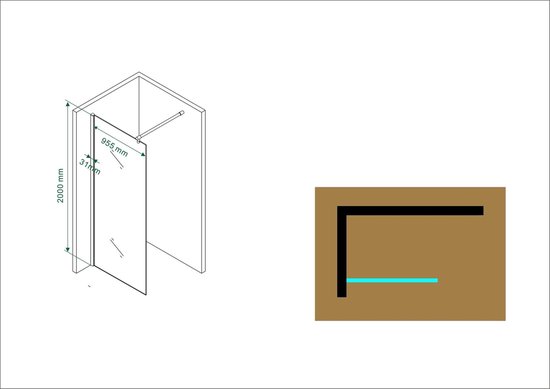 Xellanz Eco inloopdouche 100x200cm 8mm glas met NANO coating 20.4052