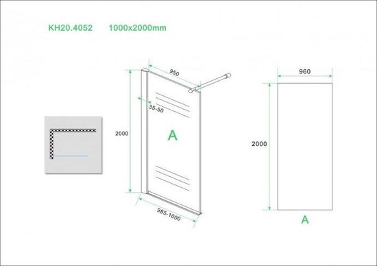 Xellanz Eco inloopdouche 100x200cm 8mm glas met NANO coating 20.4052