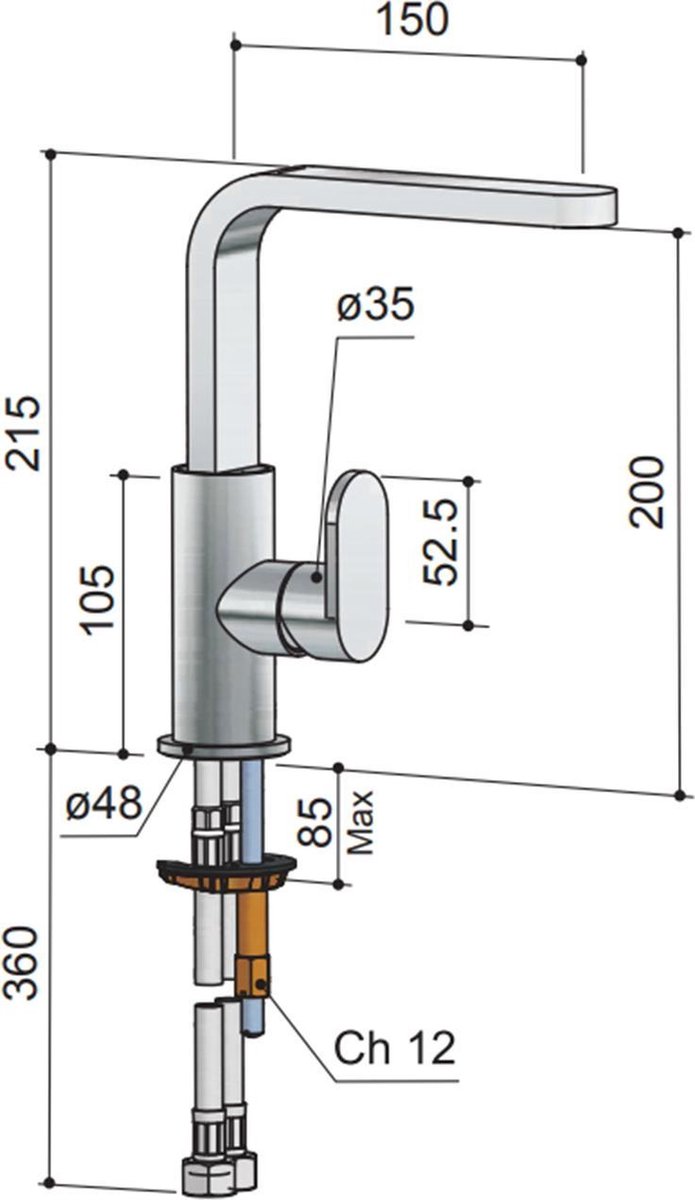 Hotbath Friendo wastafelmengkraan F004 chroom F004CR