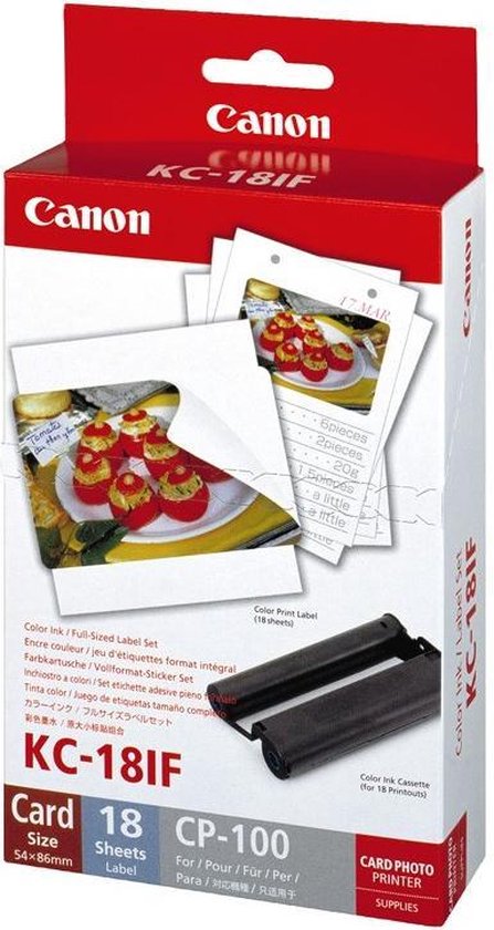 Canon KC-18IF photo sticker inktjet 54x86mm 18 sheets 10-pack with ink cassette for CP-100