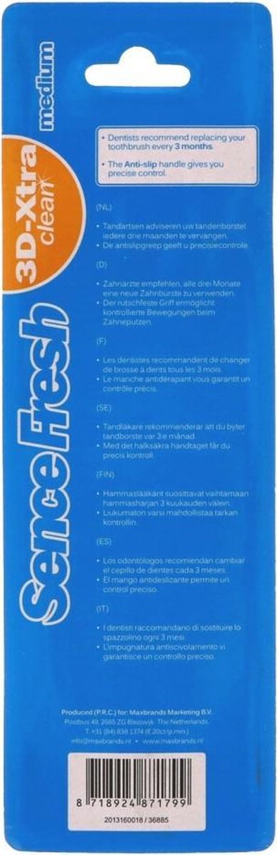 SenceFresh Tandenborstel - Medium 3D-Extra Clean 3 st.
