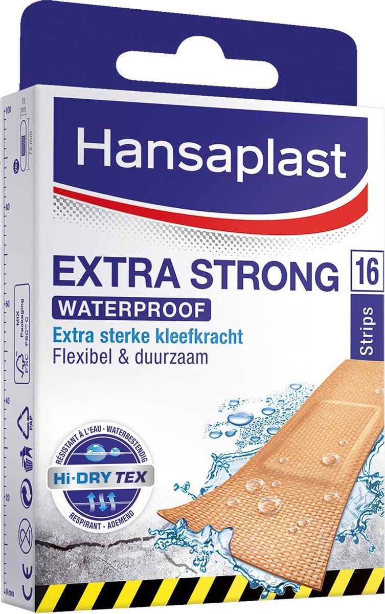 Hansaplast Extra Strong Waterproof Pleisters - 16 stuks - Beige
