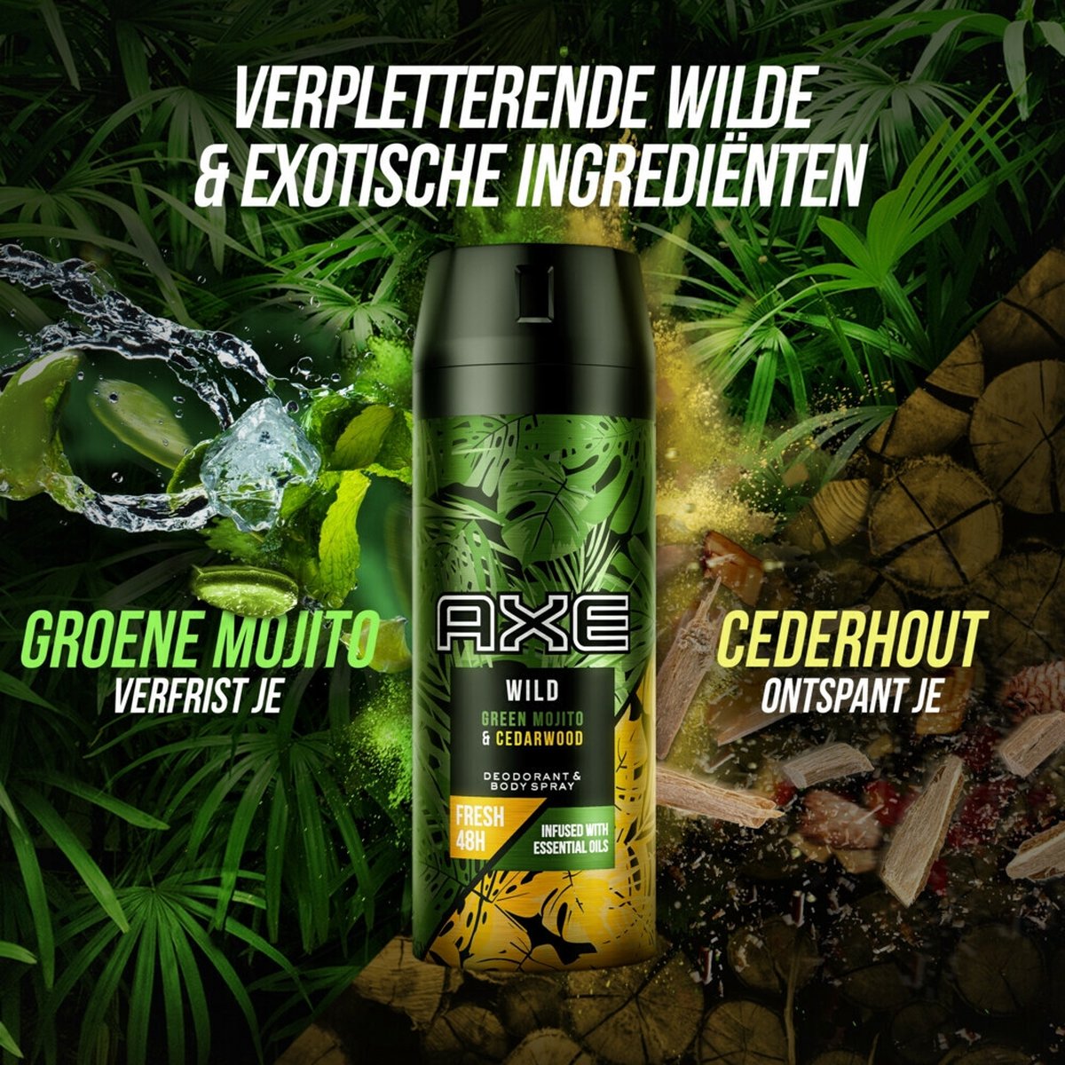 Axe Deodorant Bodyspray Wild Green Mojito & Cedarwood - 150 ml