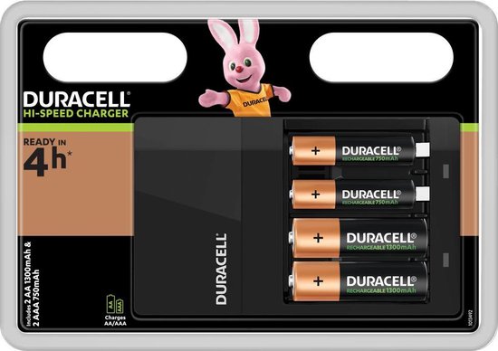 Duracell Batterijlader - High Speed Value + 2x AA / 2x AAA Batterijen - Zwart