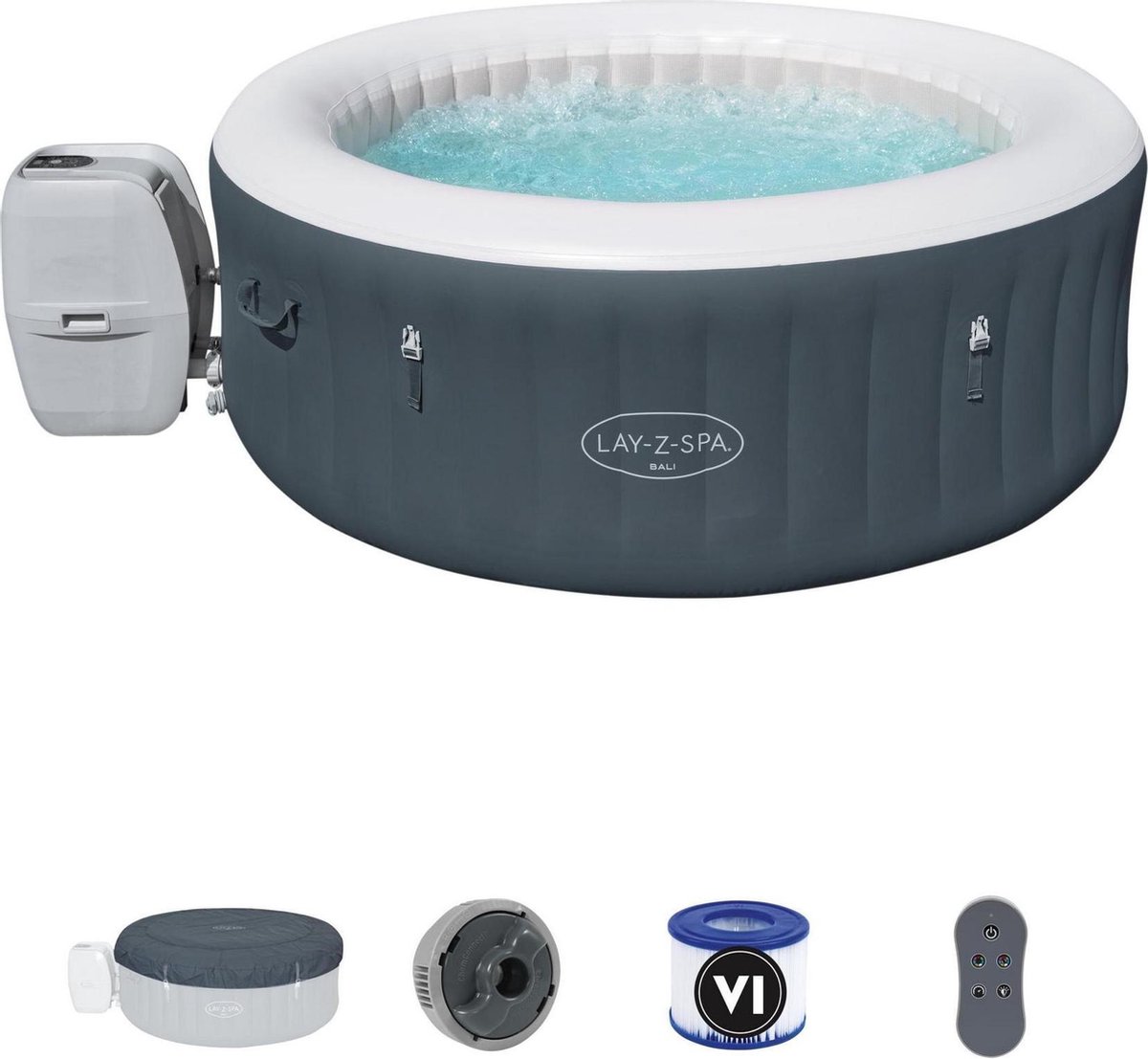 Bestway Jaccuzzi Lay-Z Spa Bali - Ø 180 x 66 cm - Grijs