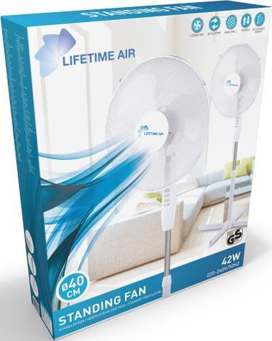 Huismerk Premium Ventilator Staand - 128 cm - Wit
