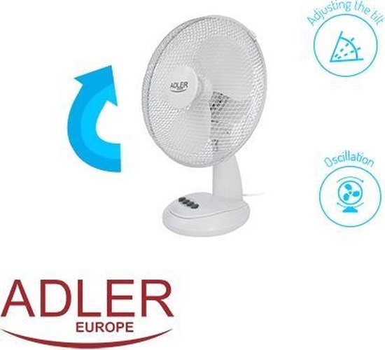 Adler AD 7303 Ventilator - 30 cm - Wit