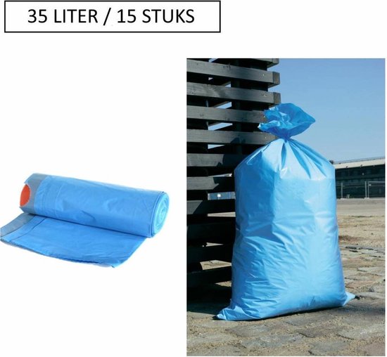 Benson Vuilniszak - 35 L Trekband 15 Stuks - Blauw