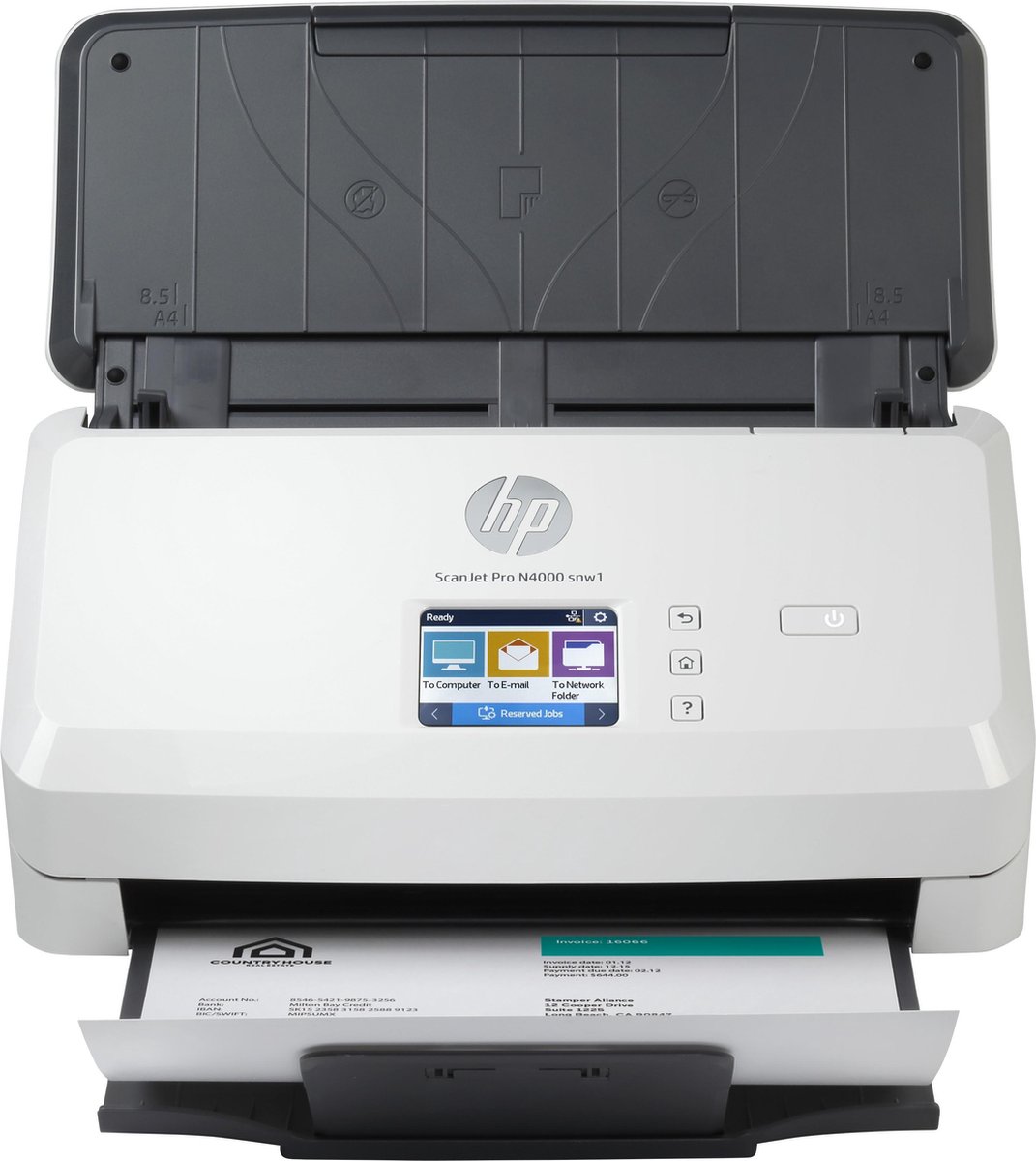 HP Scanjet Pro N4000 snw1 600 x 600 DPI Paginascanner, Wit A4 - Zwart