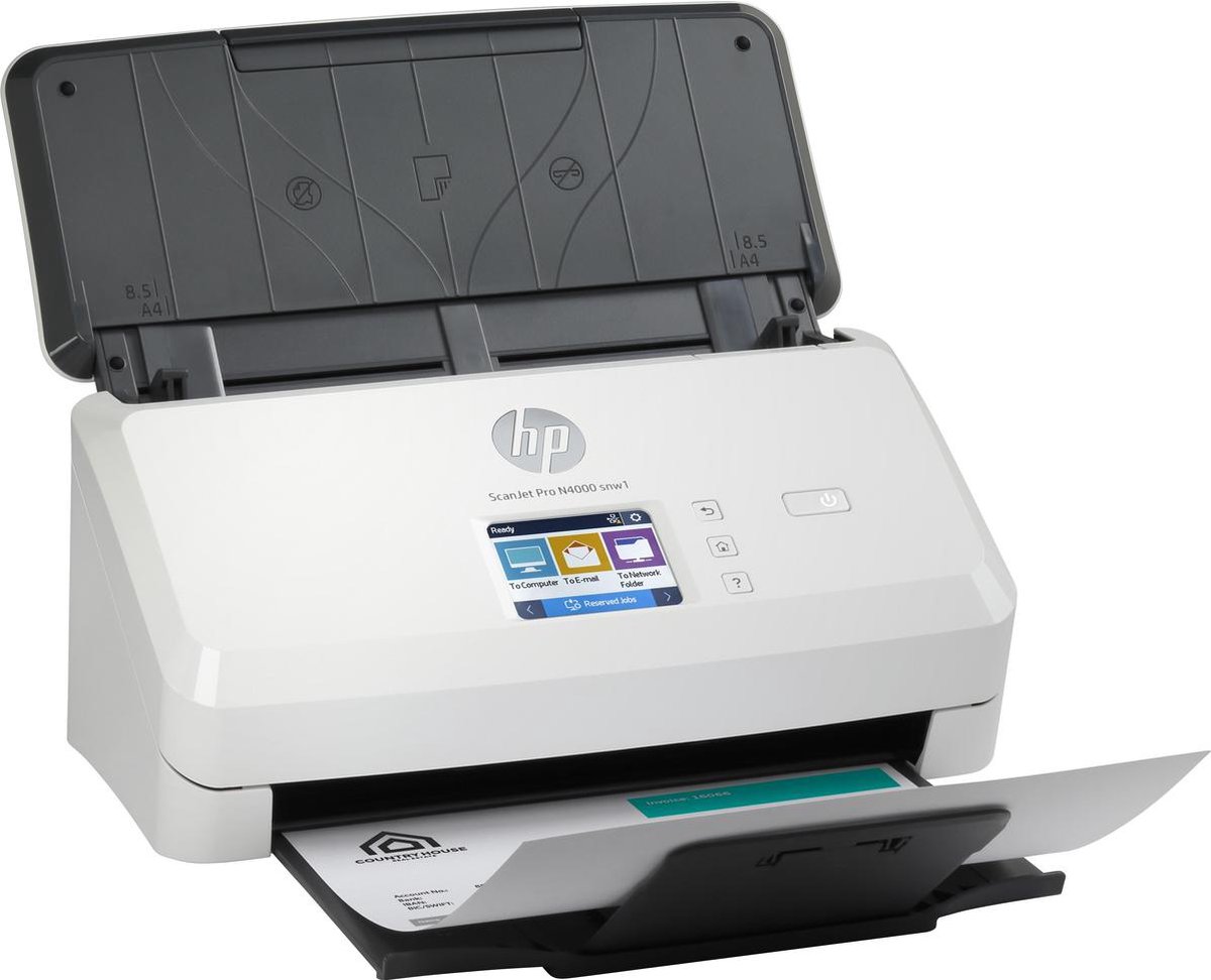 HP Scanjet Pro N4000 snw1 600 x 600 DPI Paginascanner, Wit A4 - Zwart
