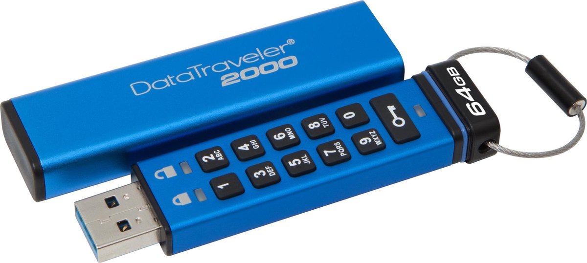 Kingston DataTraveler 2000 - USB-stick - 64GB - Blauw