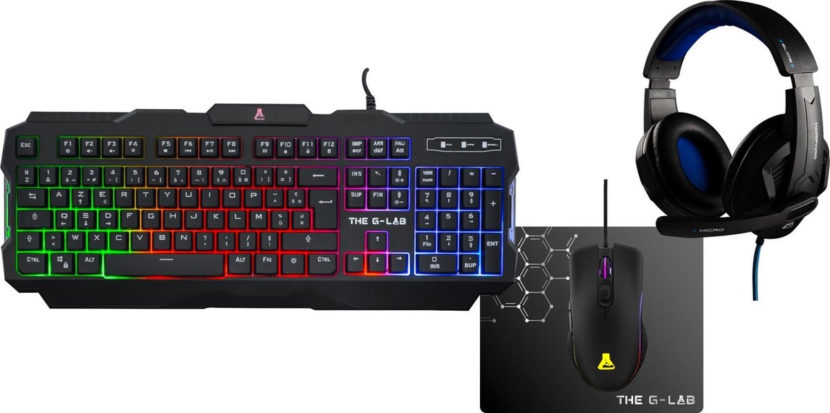 The G-Lab Combo Argon Gaming Bundel - Qwerty Toetsenbord/ Headset/ Muis(mat)