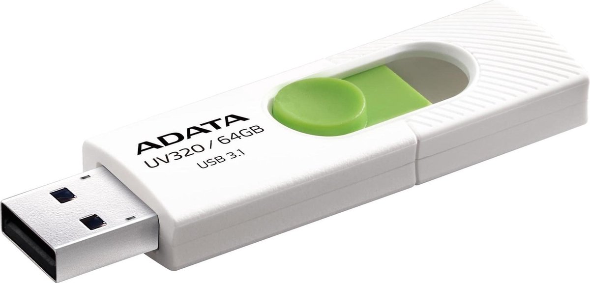 ADATA UV320 64GB USB 3.1 (3.1 Gen 2) Capacity Groen, USB Flash Drive - Wit