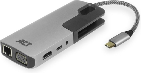 ACT AC7043 USB-C naar HDMI of VGA female multiport adapter