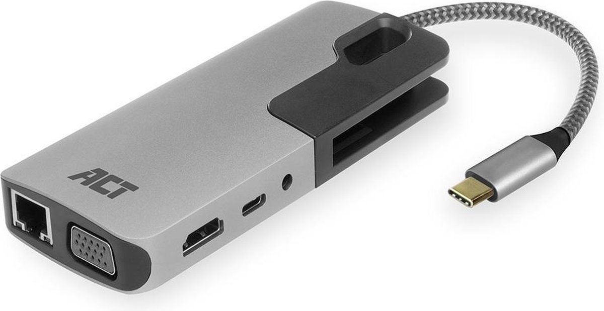 ACT AC7043 USB-C naar HDMI of VGA female multiport adapter