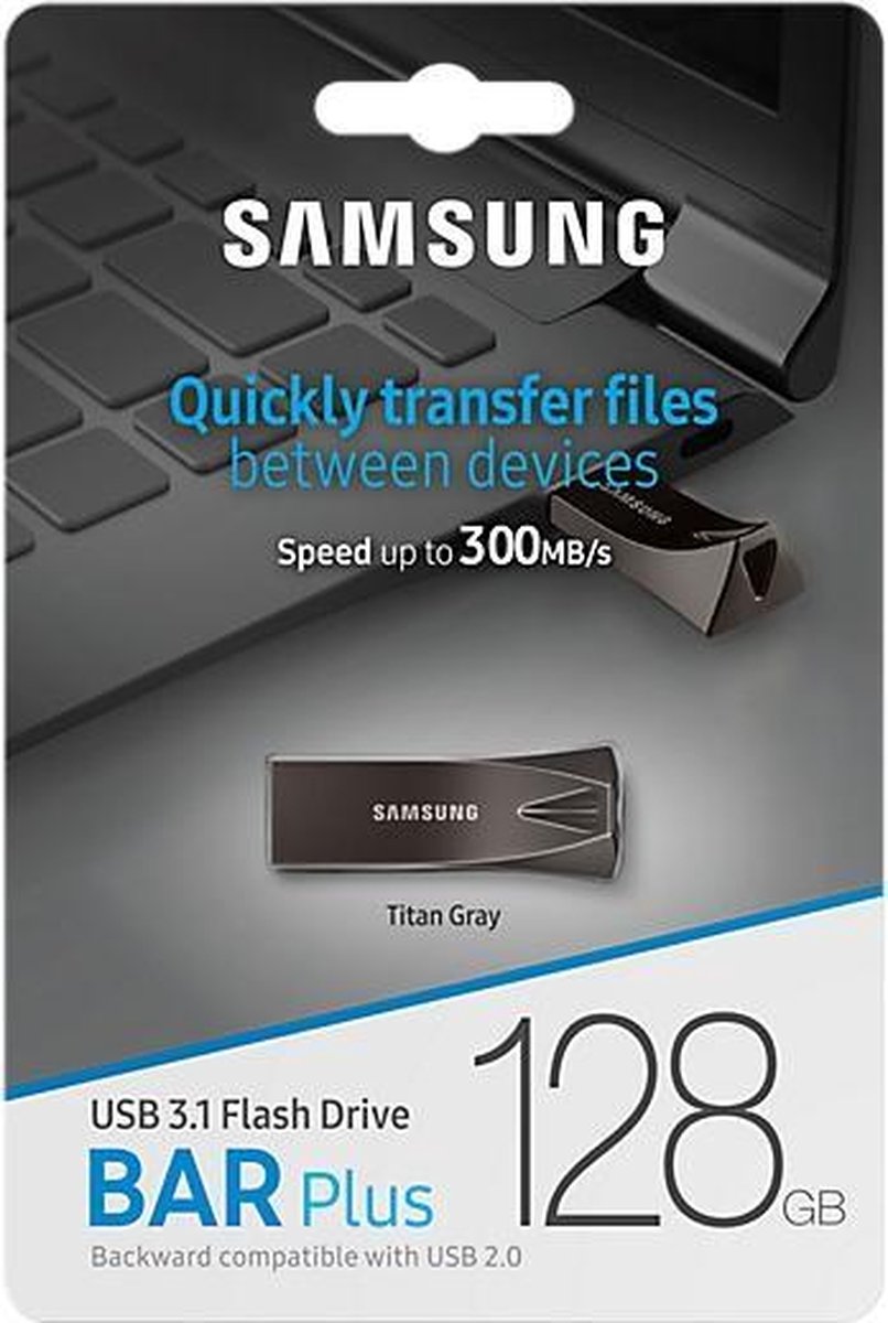 Samsung MUF-128BE USB flash drive 128 GB USB Type-A 3.2 Gen 1 (3.1 Gen 1),- Grijs