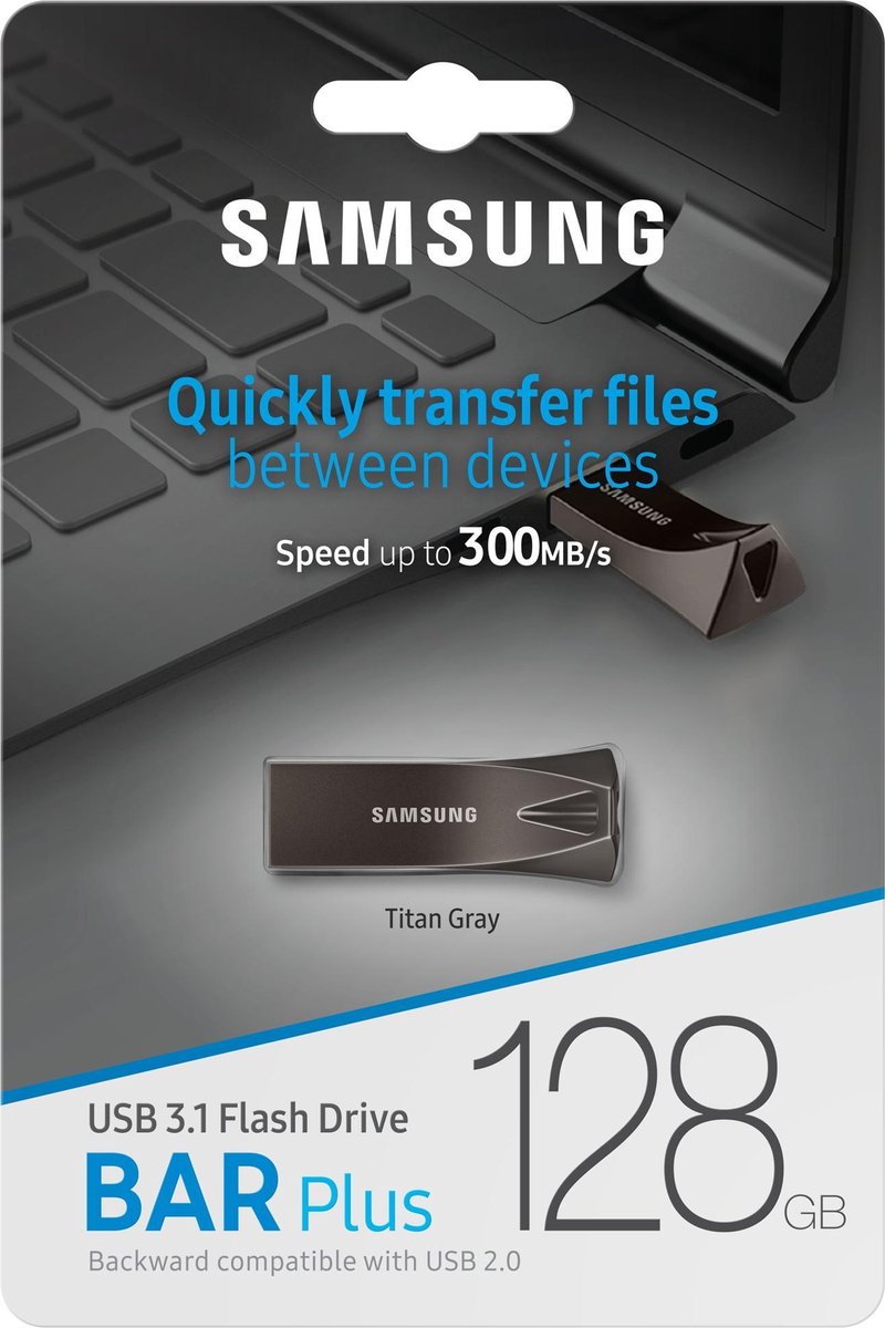 Samsung MUF-128BE USB flash drive 128 GB USB Type-A 3.2 Gen 1 (3.1 Gen 1),- Grijs