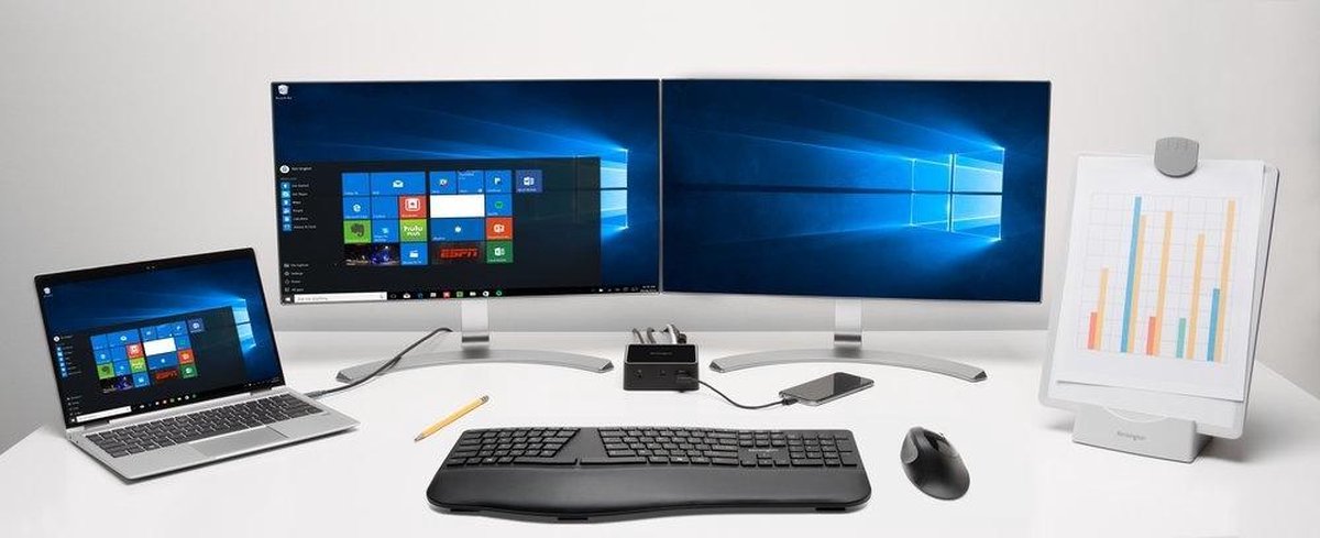 Kensington Pro Fit Ergo toetsenbord RF-draadloos + Bluetooth QWERTY Amerikaans Engels - Zwart