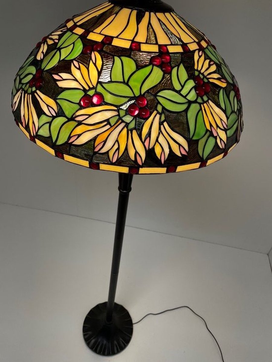 Clayre & Eef Lumilamp Vloerlamp Tiffany Ø 51*157 Cm E27/max 2*60w Meerkleurig Glas / Polyresin 5ll-5990 - Bruin