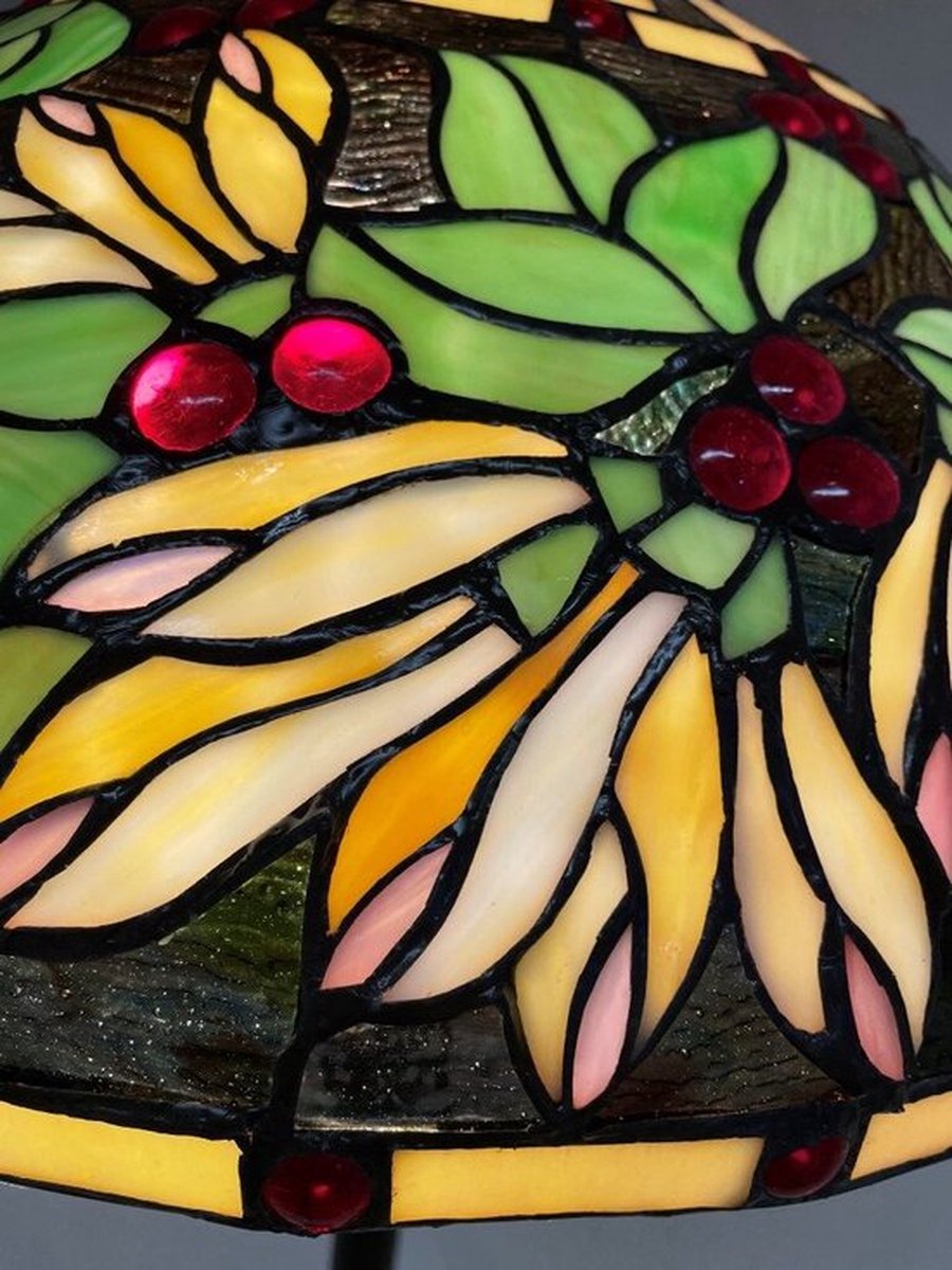 Clayre & Eef Lumilamp Vloerlamp Tiffany Ø 51*157 Cm E27/max 2*60w Meerkleurig Glas / Polyresin 5ll-5990 - Bruin