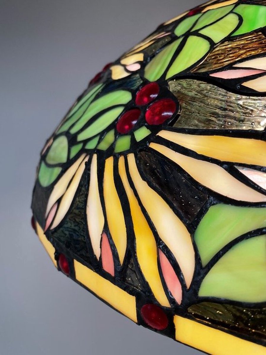 Clayre & Eef Lumilamp Vloerlamp Tiffany Ø 51*157 Cm E27/max 2*60w Meerkleurig Glas / Polyresin 5ll-5990 - Bruin