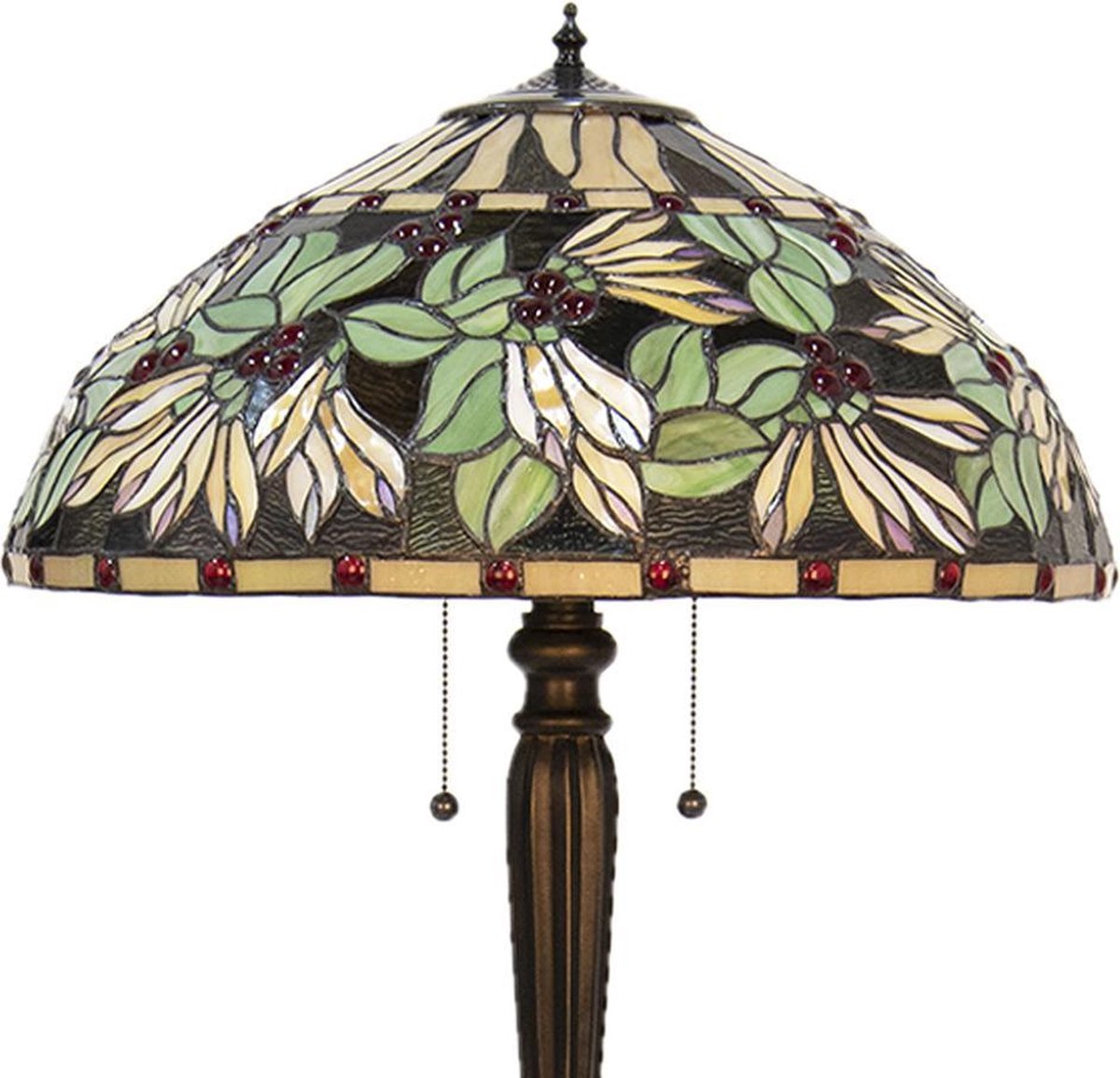 Clayre & Eef Lumilamp Vloerlamp Tiffany Ø 51*157 Cm E27/max 2*60w Meerkleurig Glas / Polyresin 5ll-5990 - Bruin