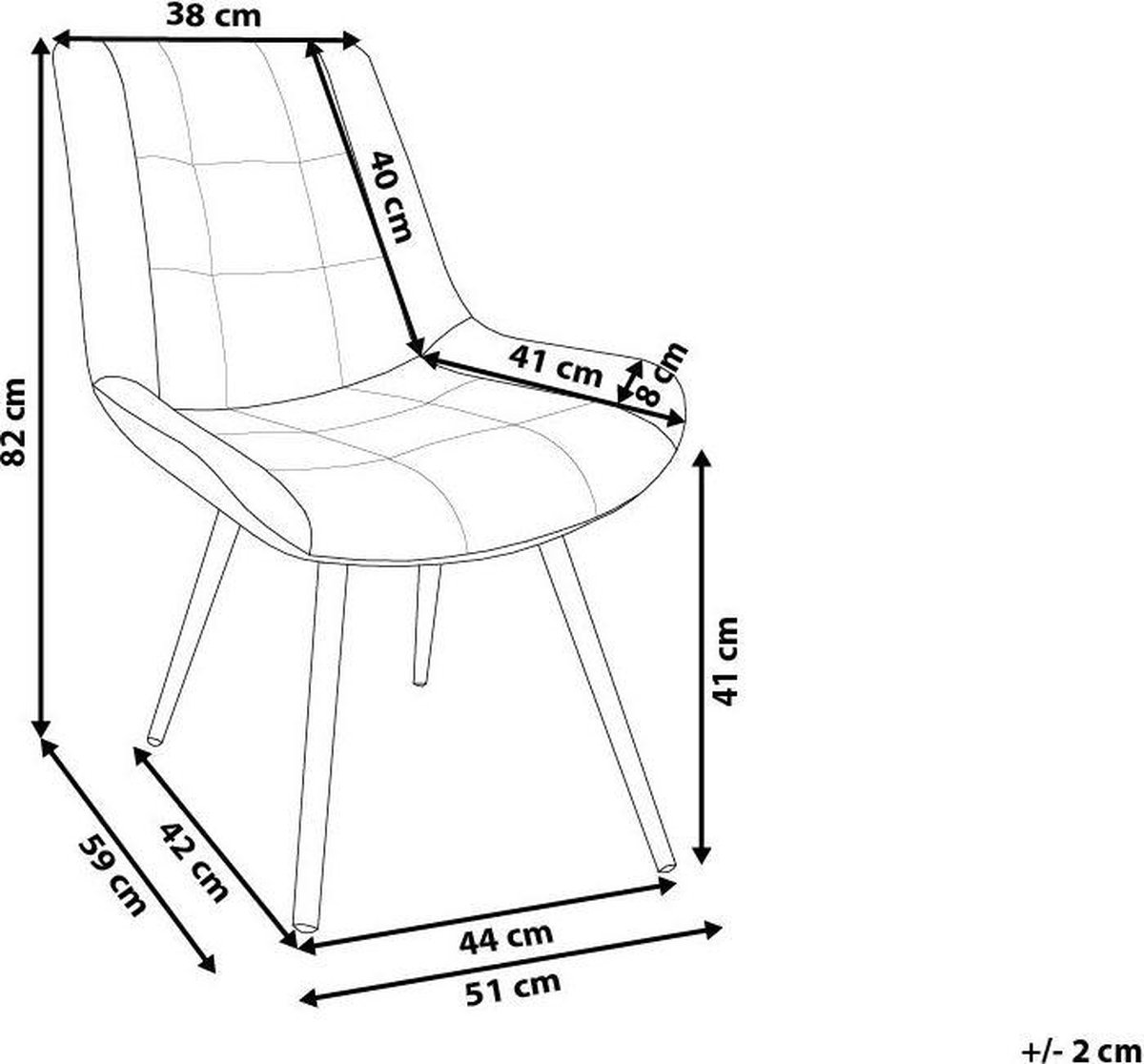 Beliani Melrose Eetkamerstoel Set Van 2 Fluweel 59 X 51 Cm - Grijs