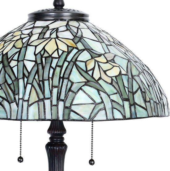 Clayre & Eef Tafellamp Tiffany Ø 40 Cm E27/max 3*60w Meerkleurig - Beige
