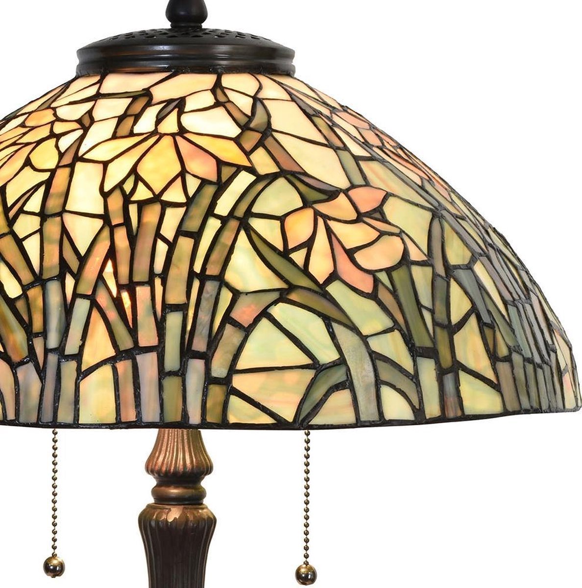 Clayre & Eef Tafellamp Tiffany Ø 40 Cm E27/max 3*60w Meerkleurig - Beige