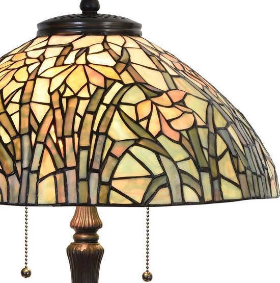 Clayre & Eef Tafellamp Tiffany Ø 40 Cm E27/max 3*60w Meerkleurig - Beige