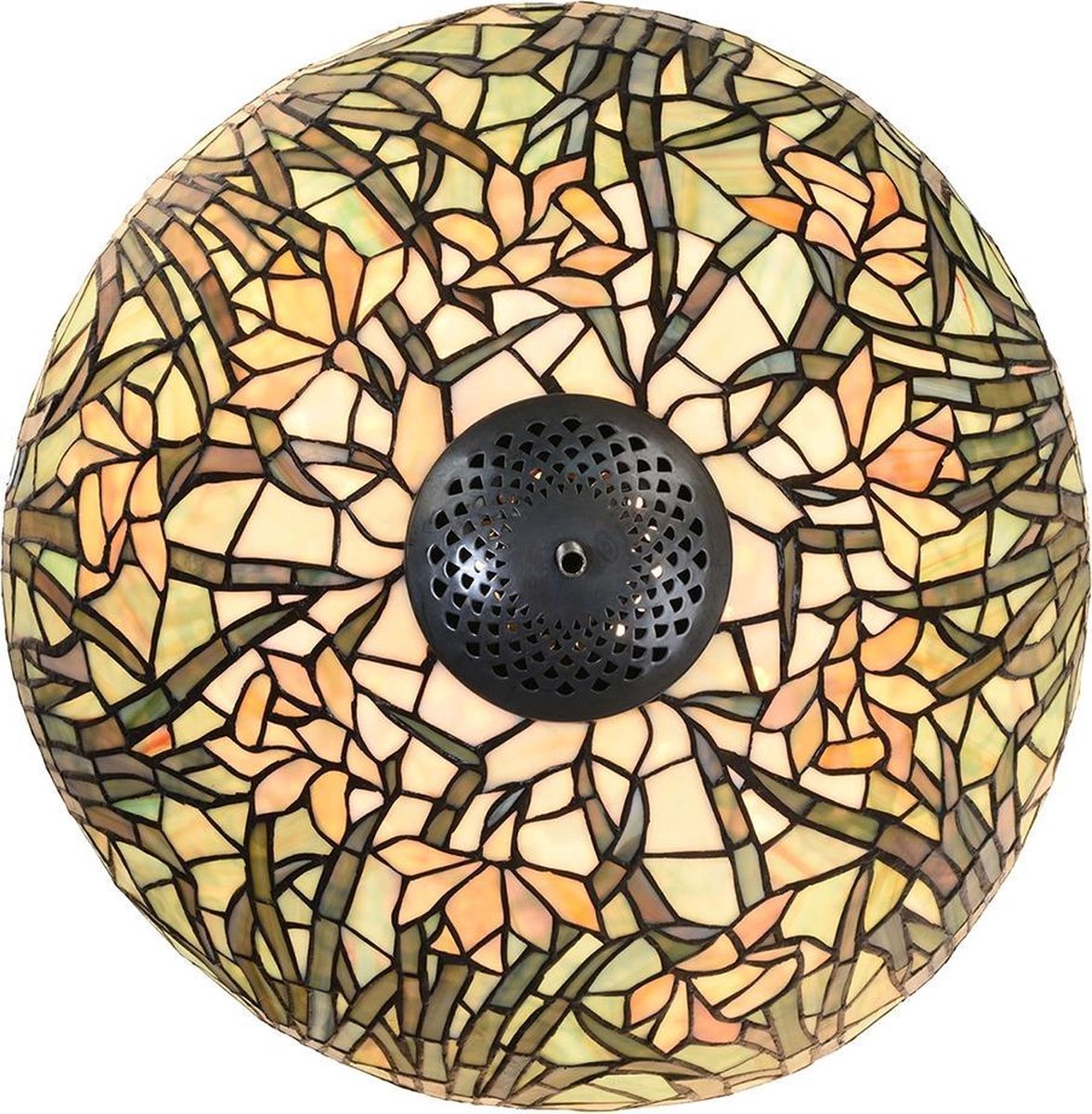 Clayre & Eef Tafellamp Tiffany Ø 40 Cm E27/max 3*60w Meerkleurig - Beige