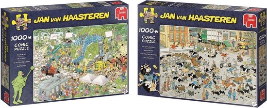 Jumbo Jan Van Haasteren Puzzelbundel - 2 Stuks - De Veemarkt 1000 Stukjes & De Filmset 1000 Stukjes