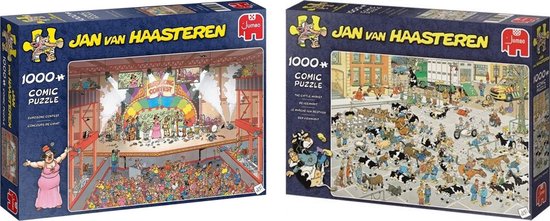 Jumbo Jan Van Haasteren Puzzelbundel - 2 Stuks - Veemarkt 1000 Stukjes & Eurovisie Songfestival 1000 Stukjes